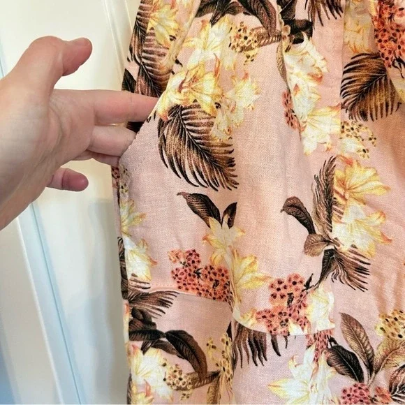 Hawaiian print elastic stretch linen shorts with side pockets and drawstring XL - Picture 3 of 7